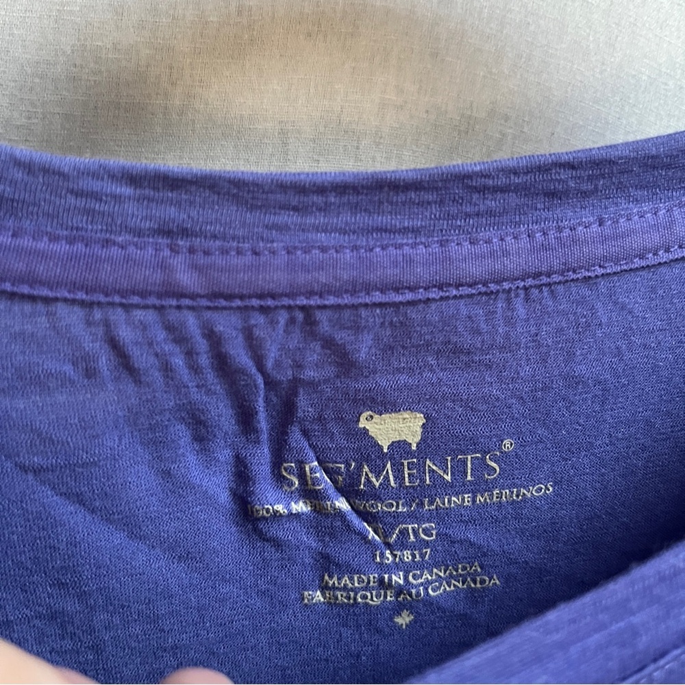 SEGMENTS 100% Merino Wool Long Sleeve Top Purple Size L - Picture 2 of 5